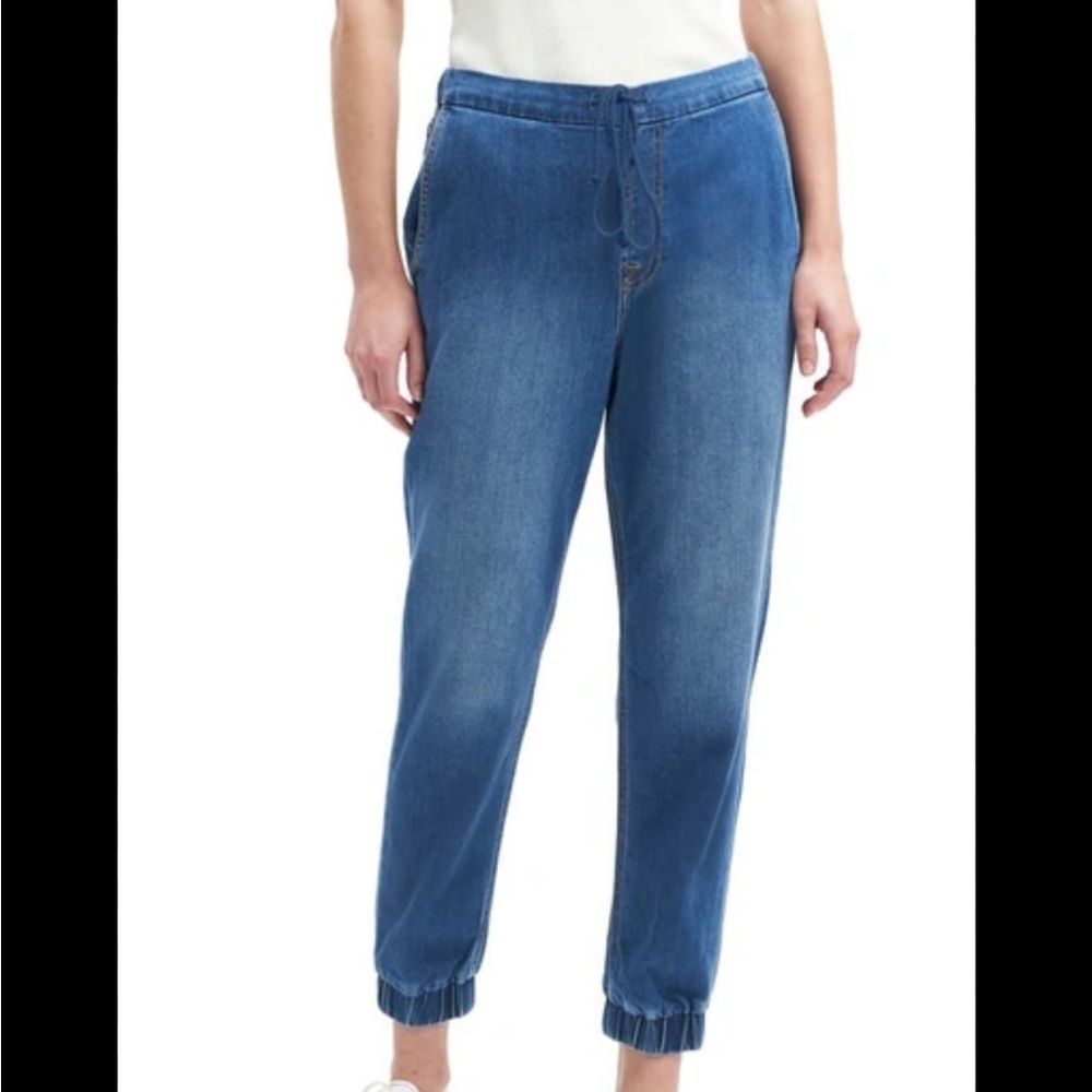 7 For All Mankind High Waist Jogger Jeans 27 Goldie Knit Denim